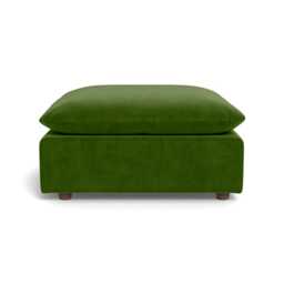 Heal's Astrid Ottoman Smart Luxe Velvet Grass Walnut Stained Beech Feet