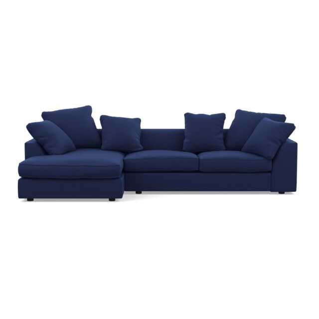 Heal's Cumulus Left Hand Facing Corner Sofa Melton Wool New Navy Black Feet