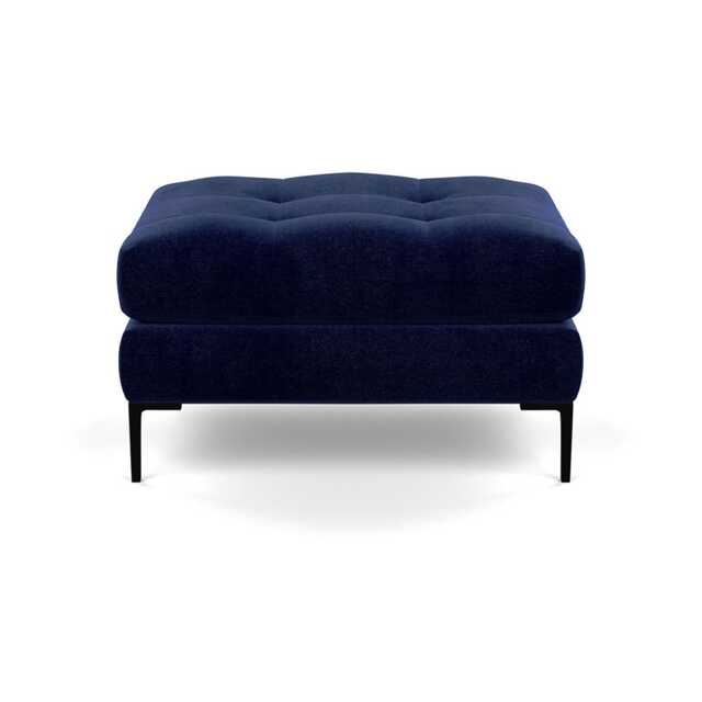 Heal's Eton Footstool Smart Luxe Velvet Midnight Black Feet - Heal's UK Furniture