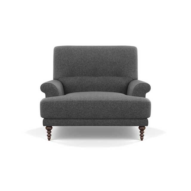 Scp Oscar Informal Armchair Melton Wool Granite Walnut Feet