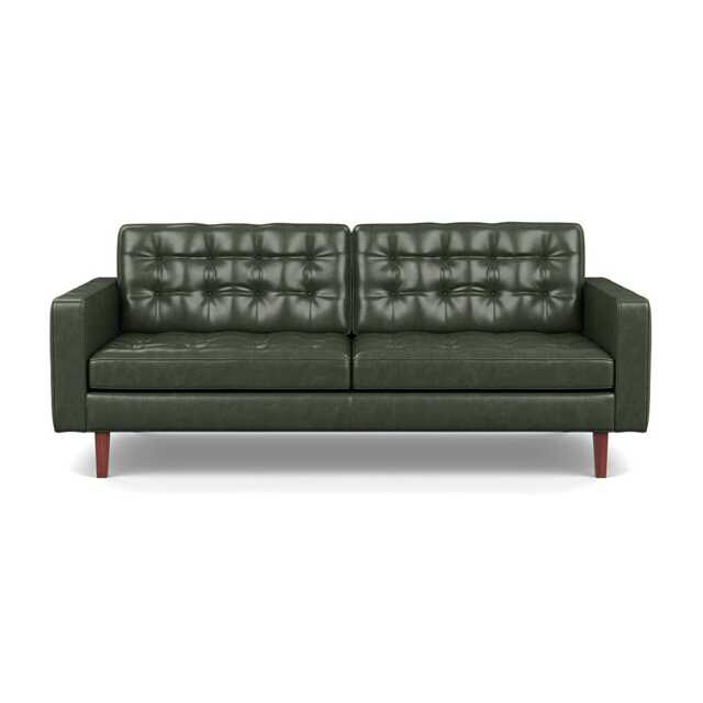 Heal's Hepburn 3 Seater Stonewash Leather Vintage Green 278 Wenge Feet - image 1