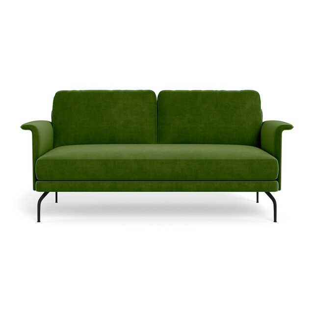 Heal's Iver 2 Seater Sofa Smart Luxe Velvet Grass Black Feet