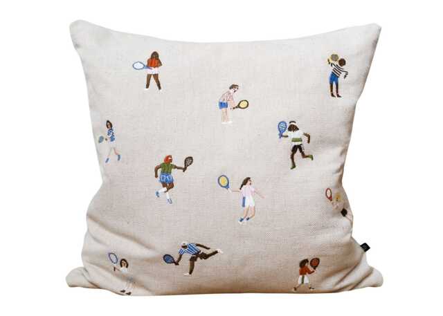 Fine Little Day Tennis Embroidered Cushion 48 x 48cm