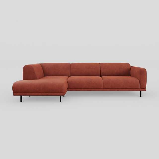Heal's Harri 3 Str Chaise Sofa LHF Smart Luxe Velvet Tawny