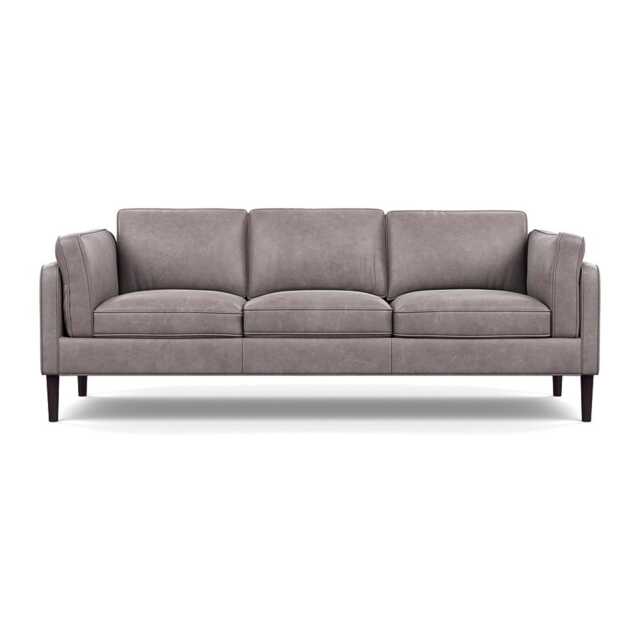 Heal's Sonno 4 Seater Heritage Leather Stone Grey 2060 Wenge Black Feet - image 1