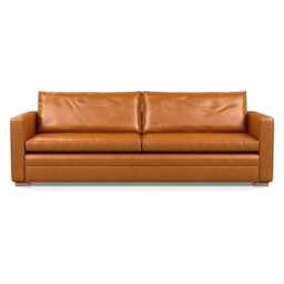 Heal's Palermo 5 Seater Sofa Stonewash Leather Toffee 277 Brass and Walnut Feet