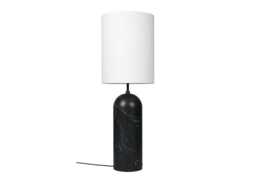 Gubi Fol19 Gravity Floor Lamp XL High Black Marble Base White Shade - thumbnail 1