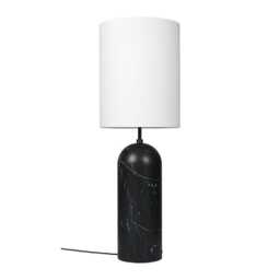 Gubi Fol19 Gravity Floor Lamp XL High Black Marble Base White Shade - thumbnail 2