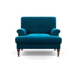 Scp Oscar Formal Armchair Velvet Teal Walnut Feet