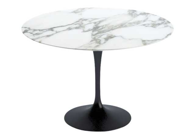 Knoll Saarinen Dining Table with Black Base in Arabescato 107cm