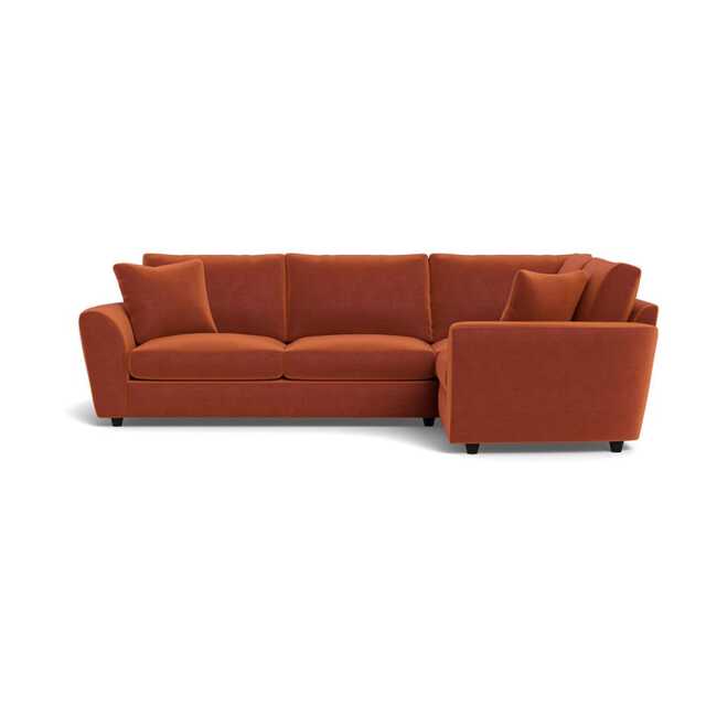 Heal's Snooze RHF Corner Sofa Cotton Velvet Russet Black Feet