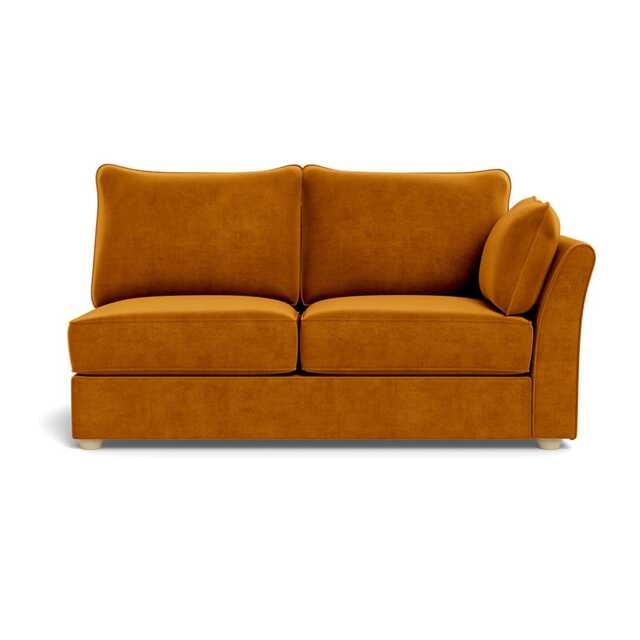 Heal's Tailor Medium Right Hand Facing Corner Unit Smart Luxe Velvet Cognac Natural Feet