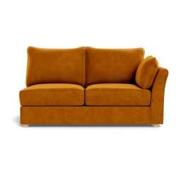 Heal's Tailor Medium Right Hand Facing Corner Unit Smart Luxe Velvet Cognac Natural Feet