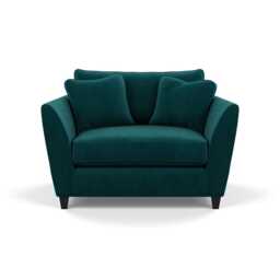 Heal's Torino Loveseat Smart Luxe Velvet Ocean Black Feet