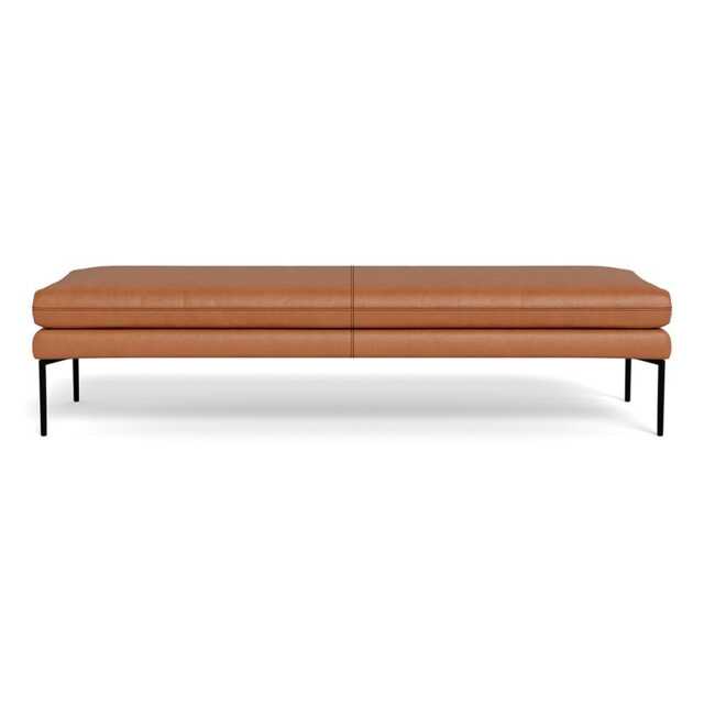 Heal's Matera Bench 180cm Linea Leather Brown 680 Black Feet