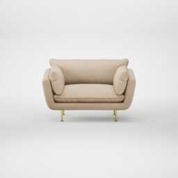 Heal's Allora Loveseat Smart Cotton Linen Rice Brass Feet