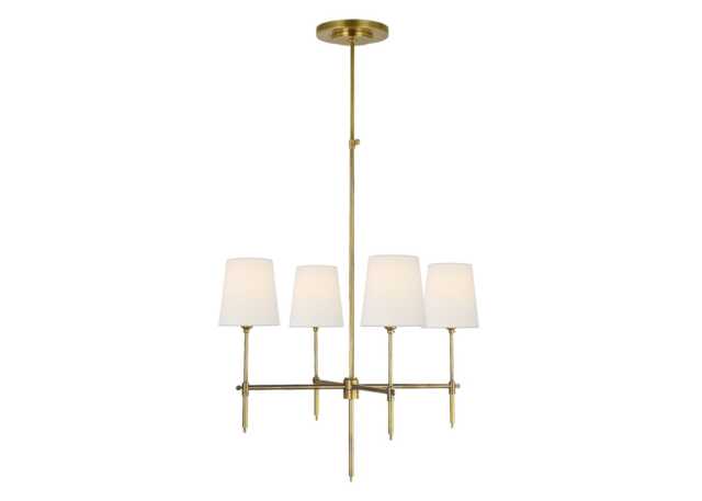 Visual Comfort Bryant Chandelier Pendant Light Antique Brass & Linen Shade Small - image 1