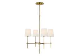 Visual Comfort Bryant Chandelier Pendant Light Antique Brass &amp Linen Shade Small - thumbnail 1