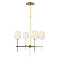 Visual Comfort Bryant Chandelier Pendant Light Antique Brass &amp Linen Shade Small - thumbnail 2