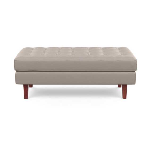 Heal's Hepburn Ottoman Leather Grain Light Grey 060 Walnut Feet - image 1