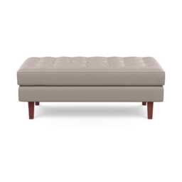 Heal's Hepburn Ottoman Leather Grain Light Grey 060 Walnut Feet - thumbnail 1