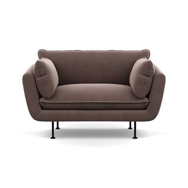 Heal's Allora Loveseat Smart Velvet Mouse Black Feet