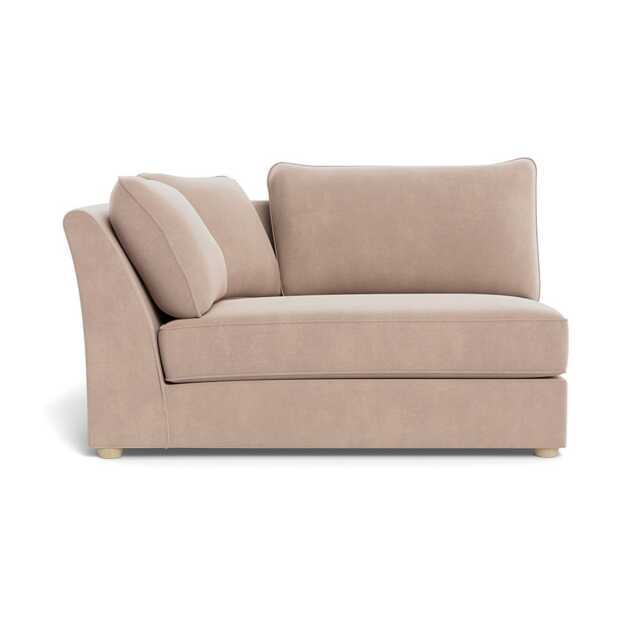 Heal's Tailor Large Curved Left Hand Facing Corner Unit Smart Velvet Pebble Natural Feet