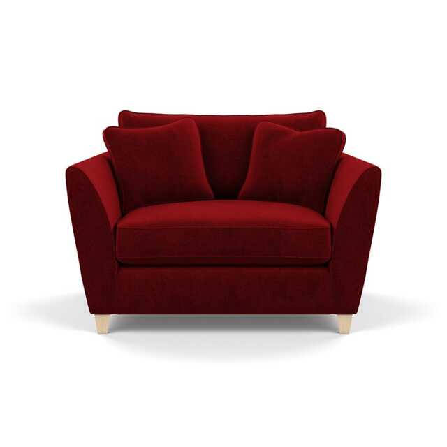 Heal's Torino Loveseat Smart Luxe Velvet Mulberry Natural Feet
