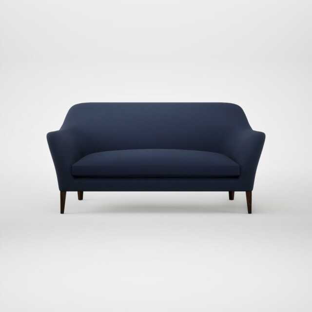 Heal's Wallis 3 Seater Sofa Smart Cotton Linen Indigo Walnut Stained Feet