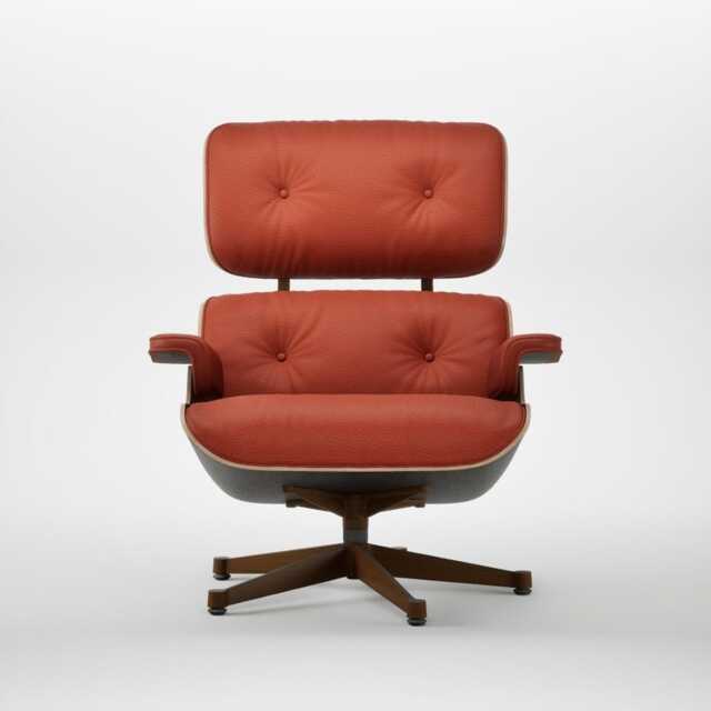 Eames Lounge Chair Cherry Natural Contemporary L50 22 Red Stone Polished Black Base 04 - image 1