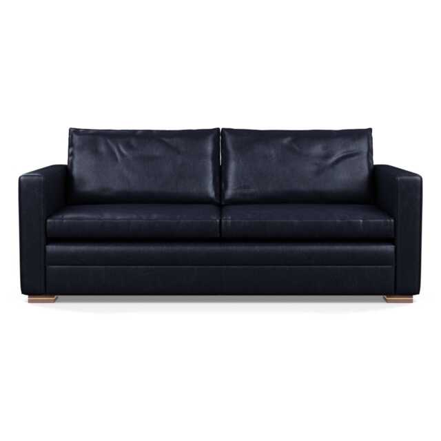 Heal's Palermo 3 Seater Sofa Stonewash Leather Black 263 Brass and Walnut Feet