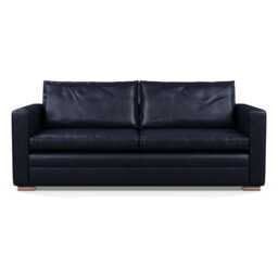 Heal's Palermo 3 Seater Sofa Stonewash Leather Black 263 Brass and Walnut Feet