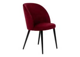 Heal's Austen Dining Chair Plush Velvet Burgundy Black Leg