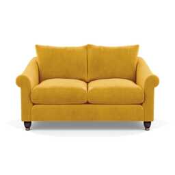 Heal's Devon 2 Seater Sofa Smart Luxe Velvet Canary Walnut Stained Feet - thumbnail 1