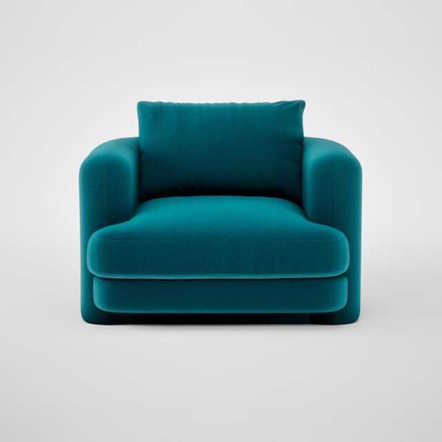 Heal's Rafi Swivel Armchair Cotton Velvet Teal