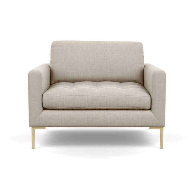 Heal's Eton Loveseat Broad Weave Putty Brass Feet