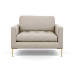 Heal's Eton Loveseat Broad Weave Putty Brass Feet