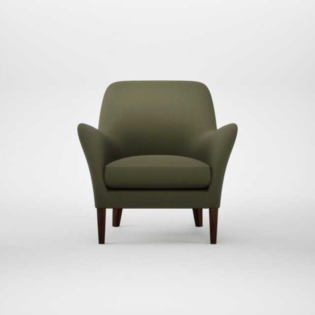Heal's Wallis Armchair Smart Cotton Linen Myrtle Walnut Stained Feet