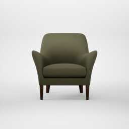 Heal's Wallis Armchair Smart Cotton Linen Myrtle Walnut Stained Feet