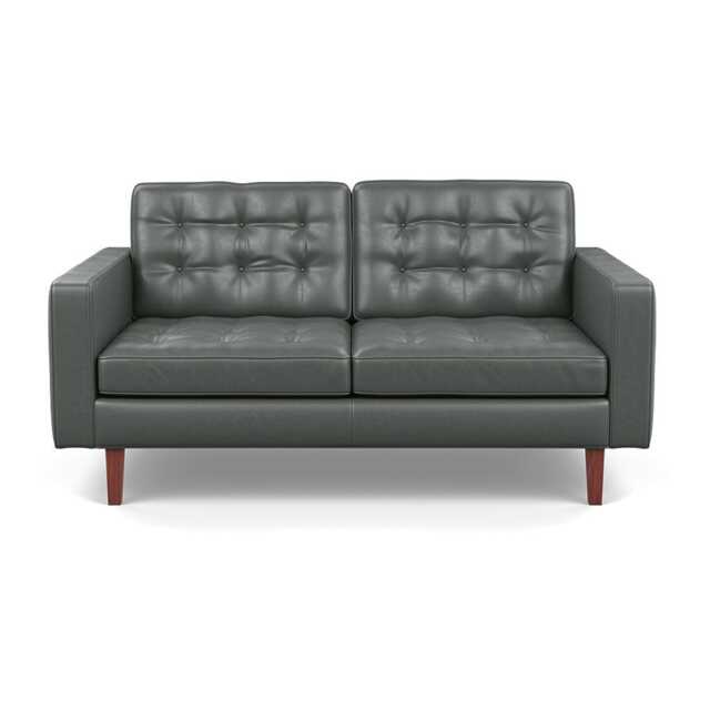 Heal's Hepburn 2 Seater Daino Leather Steel Walnut Feet