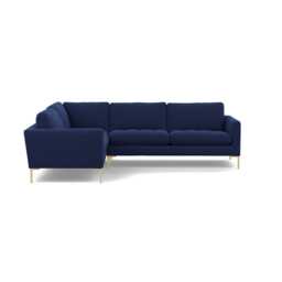 Heal's Eton Left Hand Facing Corner Sofa Melton Wool New Navy Brass Feet