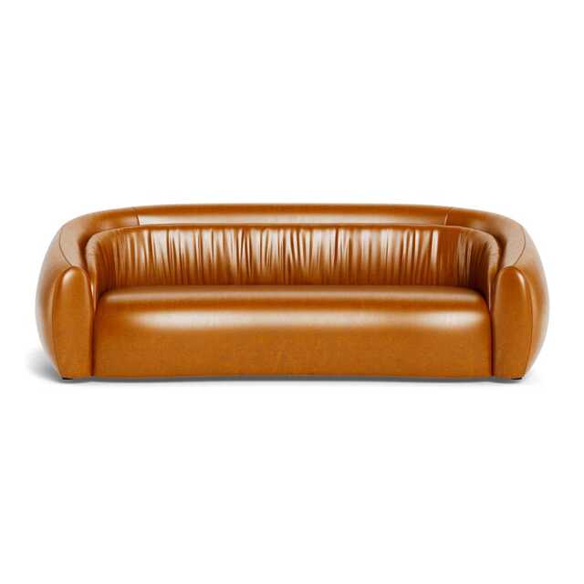 Heal's Flora 4 Seater Sofa Stonewash Leather Toffee