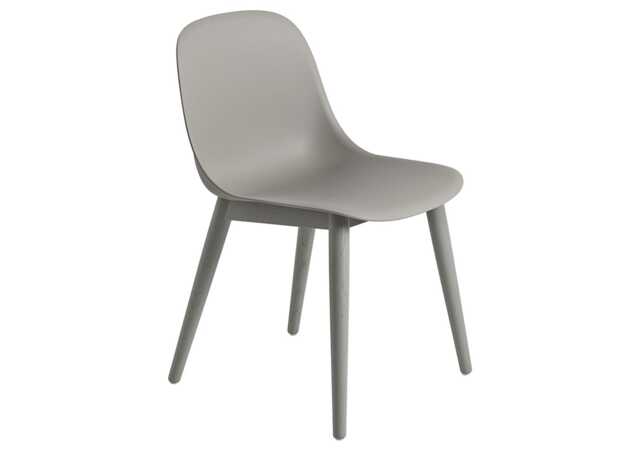 Muuto Fiber Side Chair Wood Base Normal Shell Grey/Grey - image 1