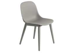 Muuto Fiber Side Chair Wood Base Normal Shell Grey/Grey - thumbnail 1