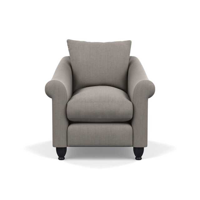 Heal's Devon Armchair Broad Weave Pebble Black Stain Beech Feet