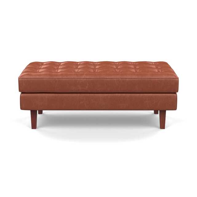 Heal's Hepburn Ottoman Stonewash Leather Light Brown 274 Walnut Feet - image 1