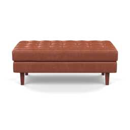 Heal's Hepburn Ottoman Stonewash Leather Light Brown 274 Walnut Feet