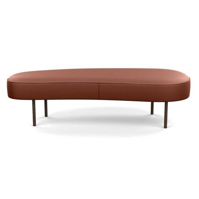 Heal's Isola Large Ottoman Leather Grain Dark Brown 068 Bronze Feet