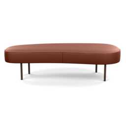 Heal's Isola Large Ottoman Leather Grain Dark Brown 068 Bronze Feet