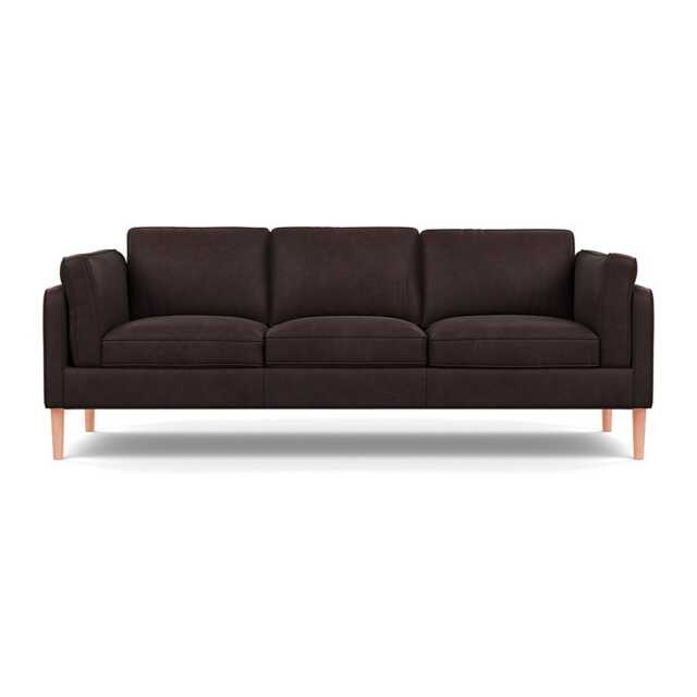 Heal's Sonno 4 Str Sofa Heritage Leather Dark Walnut 2069 Natural Feet - image 1